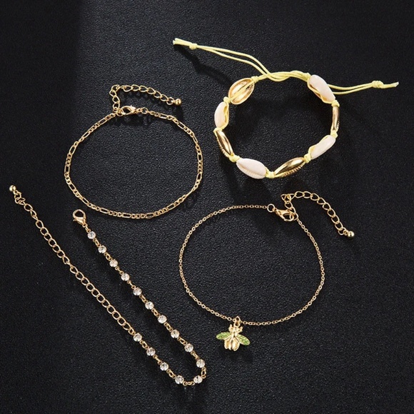 Bee Anklet 4 Piece Set, Bee Pendant Set - Picture 9 of 9